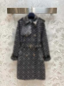 Women's Trench Coats designer Jacquard patchwork denim trench coat SB2Q