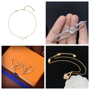 Latest Fashion Necklace Hot-selling Bracelet Designer Gold Plated Cubic Zirconia Initial Necklace Letter bracelet Dainty Earrings for Women Christmas Gifts