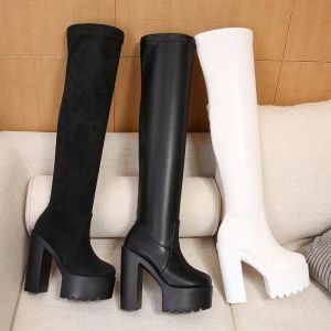 Designer Boots Short Boots Women Professional High Heels Thick Soles Fashionable Over-the-Knee White Black Boots Martin High Leather Oxford Bottoms