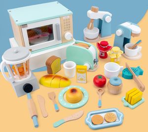 Küchen Spielen Essen Holzküche Imaginäres Haus Spielzeug Simulation Toaster Kaffeemaschine Rührer Kinder Früherziehung Geschenk 230925