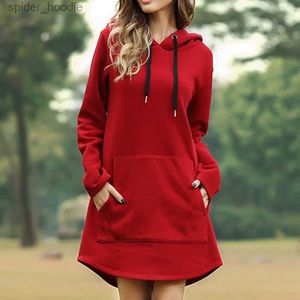 Women's Sweaters Jocoo Jolee Casual Loose Solid Women Hoodies Long Style Sweatshirt Casual Pocket Oversized Hoodie kpop Hoody Dress Pullover L230925