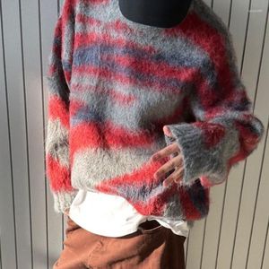 Мужские свитера, осенне-зимние ретро-свитера в тон, нерегулярные полоски с градиентом, повседневные свободные уличные пуловеры, мужская одежда