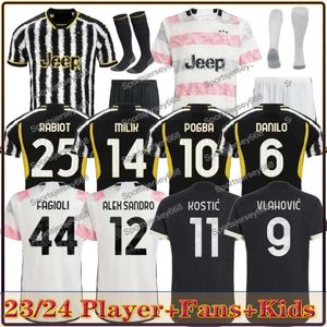 S-4Xl Fãs Jogador Futebol Jerseys 2023 2024 Home Away Milik Di Maria Vlahovic Kean Pogba Chiesa Mckennie Locatelli Top Jerseys 23 24