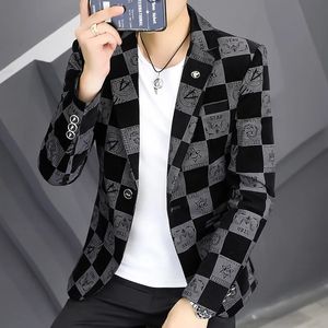 Men's Spring Blazer - Slim Fit Plaid, British Style, Single-Buckle Formal Suit Jacket in Business Casual Design