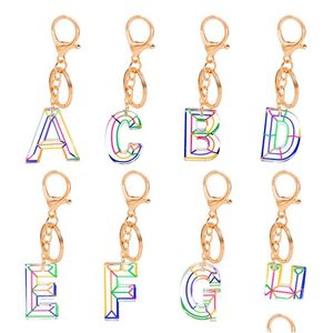 Nyckelringar akrylbrev Inledande nyckelringar Fashion Car Keyrings Holder Chains Tillbehör Personlig