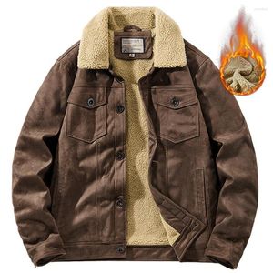 Giacche da uomo Bomber in pelle scamosciata di velluto di lusso Uomo Autunno Inverno Cappotti caldi Lana di agnello Spessa Pilota Parka vintage Fahion Giacca a vento