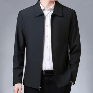 Мужские куртки, зимняя куртка, 5 размеров, повседневное однотонное ветрозащитное пальто для отца, воротник на молнии с лацканами, мужчины среднего возраста