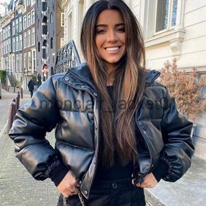 Mulheres Down Parkas Pão Roupas Outono Inverno Couro Roupas de Algodão Estilo Americano Colarinho Jaqueta De Couro Mulheres Quentes Curto Moda Superando J230925