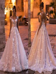 Gorgeous Full Lace Wedding Dresses Sexy Off Shoulder Backless With Button Covered Appliques Summer Bridal Gowns Plus Size BC111337047911