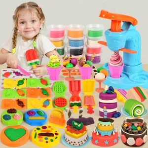 Kitchens Play Food Children DIY Kitchen Pretend Clay Toy Plasticine Tool Set Hamburger Noodle Machine Creative Mold For Girl Handmade 230925