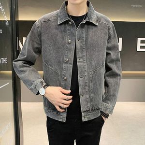 Jaquetas masculinas outono denim casaco 2024 moda coreana jaqueta único peito solto causal workwear marca preta