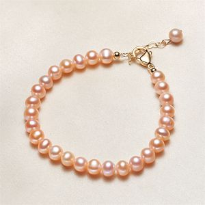 Bracciale di perle arancioni d'acqua dolce naturali di lusso leggero. Bracciale da donna con personalità semplice. Regalo festivo