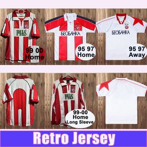 1995 1997 CRVENA ZVEZDA BEOGRAD RETRO SOCCER JERSEYS 99-00 Långärmad hem Bort från korta ärmar Fotbollströjor uniformer