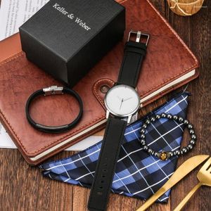 Armbanduhren Business Quarz-Armbanduhr für Männer Armband Geschenkset Männlich Luxus Titan Stahl Regalos Para Hombre