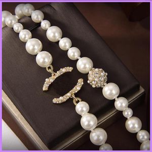 Pearl Necklace Ladies Gold Fashion Necklaces Designers Jewelry Womens Party Chains Necklace With Diamonds Accessories Gifts278H
