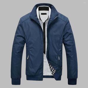 Jaquetas masculinas jaqueta elegante negócios casual com gola zíper fechamento vários bolsos outerwear para outono inverno