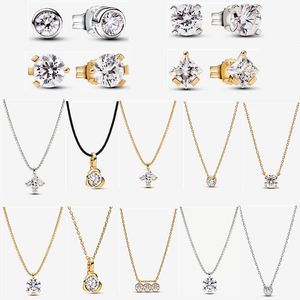 2023 new 925 silver Pendant Necklaces for women with ZC Shiny Jewelry DIY fit Pandoras Era Bezel Lab-grown Diamond designer gold Necklace high-quality Link Chain