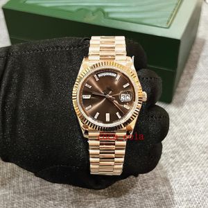 Um novíssimo dia 228235 Rose Gold Chocolate Melhor qualidade de 40mm Modelo 3255 Movimento automático de moda à prova d'água