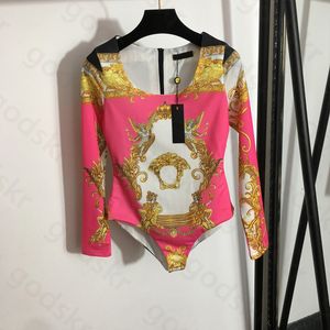 Fashion Print One Piece Tops Women Sexy Slim Zipper Tops Street Style Long Sleeved Pullover Shirt