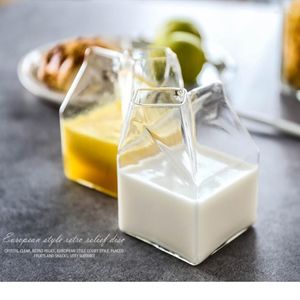 Weingläser, kreativer japanischer quadratischer Milchbecher, hochtemperaturbeständige Glasbox, frisches Zuhause, Frühstück