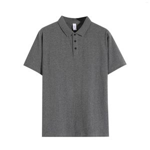 Polo da uomo 260G T-shirt in cotone pesante Moda estiva Manica corta Tinta unita Polo da uomo Classic Casual Allentato Quotidiano Basic Top Tee