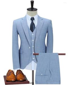 Męskie garnitury Przyjazd jasnoniebieski/Khaki pełny mężczyźni na zamówienie marynarki blezer do ślubnej płaszczu pary groom noś 3pcs kurtki kamizelki