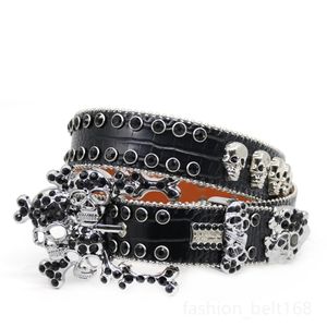 Cinture Cintura moda uomo bb simon cinture designer teschio strass cintura PU punk tendenza regalo di Halloween cintura cintura per donna designer RHJ2