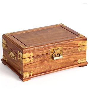 Jewelry Pouches Handmade Rosewood Box With Lock In Chinese Antique Style Ornament Storage Solid Wood Gift