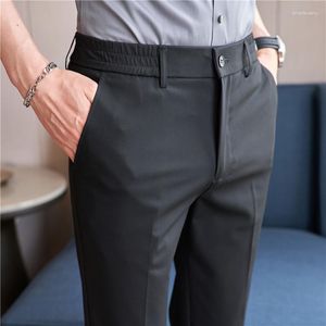 Men's Suits High Quality Men Plus Size Slim-fit Business Formal Wear Suit Pants Elastic-waist Casual Fine Cotton