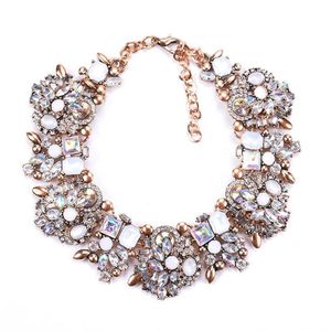 Charm Rhinestone Flowers Necklaces For Women Fashion Crystal Jewelry Choker Statement Bib Collar Necklace 2020304V