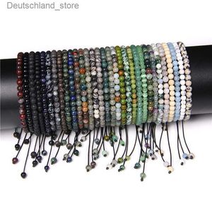 Charm-Armbänder, 4 mm Natursteinperlen, geflochtenes Armband, kleines rundes Labradorit-Lava-Agat-Armband für Damen und Herren, handgefertigtes Armband, Yoga-Schmuck, Q230925