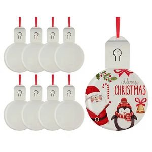 A sublimação em branco em branco LED acrílico de natal enfeites com corda vermelha para decorações de árvores de Natal