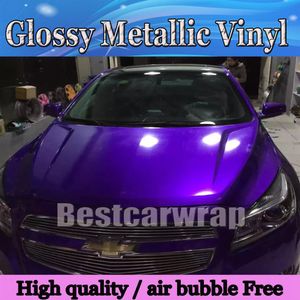 Midnight Purple Glirply Glossy Metallic Vinyl Prain Wrap com bolha de ar brilhante Metallic Purple Candy Film Tamanho1 52 20m Roll211e