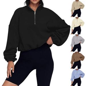 Женские толстовки, женский теплый пуловер с капюшоном, свободная спортивная короткая повседневная женская бейсбольная футболка с воротником-стойкой и длинным рукавом