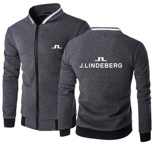 Kvinnorjackor Autumnwinter Men's Jacket modemärke män J Lindeberg tryck Zip Jacket Stand Collar Top Men Golf Cotton Jacket Coat 230925