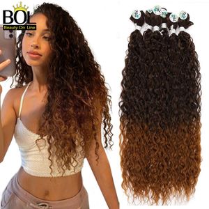 Ludzkie bory do włosów bol afro perwersyjne kręcone włosy wiązki syntetyczne włosy przedłużki Ombre Kolor Hair Weave Bundle 3piece/100g dla kobiet Fast 230925