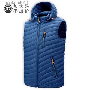 Men's Vests Plus Size Mens Fashion Light Weight Vest Down Cottoon Bodywarmer Zipper Coat L230925
