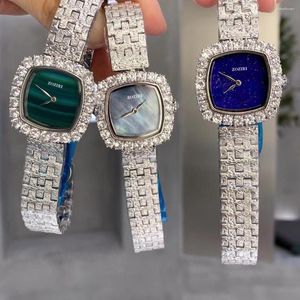 Zegarek 31 mm klasyczne kobiety nieregularne kwadratowe zegar ze stali nierdzewnej kwarcowy kwarcowy zegar na rękę Motholor Mother of Pearl Shell Clock
