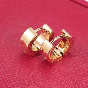 Designer Studs Hoop Earrings Titanium Steel 18K Rose Gold Silver Color Pupular Woman Simple Fashion C 13mm Studs Jewelry Gift 17KC231H