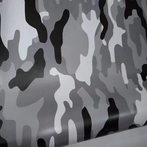 Arctic White Black Grey Camouflage Vinyl för Car Wrap Styling Camo som täcker film med Air Release Bubble Storlek 1 52x10M 20M 266T