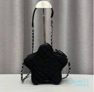 Bolsa de ombro com estrela pontiaguda, bolsa feminina de designer, letras de hardware, xadrez, carteira em forma de pentagrama, zíper