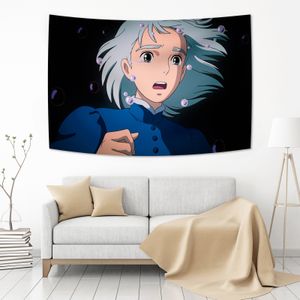 Tapestries Howlen's Moving Castle Anime Cartoon Tapestry Home Decor Hippie Bohemian Sibyl Kawaii Room Decor 230923