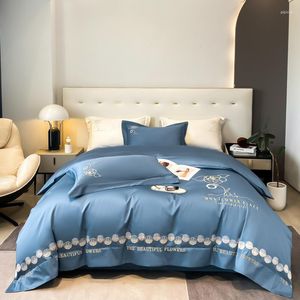 寝具セット豪華なエジプトのコットンセットスキンフレンドリーエクササイ羽毛布団カバー枕カバーベッドシートダブル