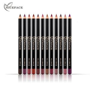 Lipstick NICEFACE 12 Colors Lip Liner Pen Waterproof Smooth Colorful Silk Smooth Lipstick Pen Pencil Long Lasting Pigments Lip Makeup 230925