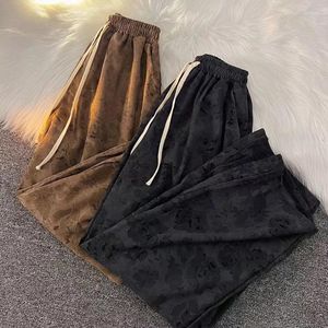 Pantaloni da uomo Pantaloni americani retrò in velluto a coste sottili Stampa estiva High Street Dritti Gamba larga Sport Casual Abiti maschili larghi