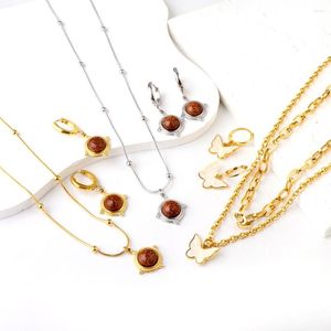 Halskette-Ohrringe-Set für Damen, Schmuck, Halsketten und Ohrringe, klassisch, Muschel, Schmetterling, Stein, Bankett, Hochzeit, 2 Stück, Geburtstagsgeschenk