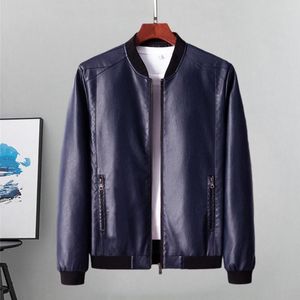 Men's Jackets Men Faux Leather Jacket Windproof Motorcyclist Vintage Smooth Winter Stand Collar