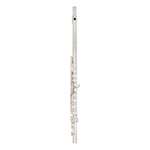 Instrumento de flauta de chave C banhado a prata com 16 furos e bolsa de couro.
