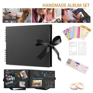 Other Home Decor Po Albums 80 Black Pages Memory Books A4 Craft Paper DIY Scrapbooking Picture Wedding Anniversary Birthday Childrens Gift 230925