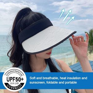 Hüte mit breiter Krempe, UV-Schutz, verstellbar, für Damen, Sonnenschutz, Visiere, Strandkappe